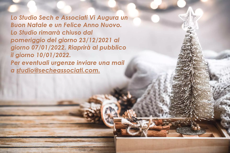 CHIUSURA FESTIVITA’ NATALIZIE